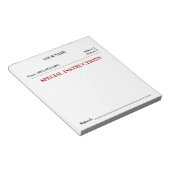 Speciale instructies Slip Note Pad (wit) Notitieblok (Schuin)