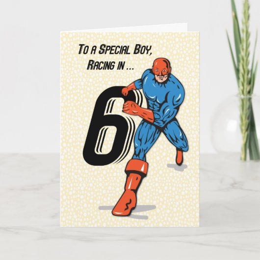 Speciale Jongen 6de Verjaardag Superheld Kaart (Voorkant)