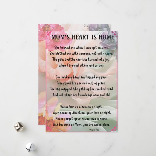 Speciale kaart Tribute voor Mom-Flat Holiday Kaart (Voorkant / Achterkant in situ)