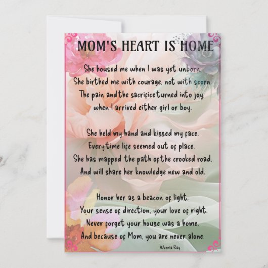 Speciale kaart Tribute voor Mom-Flat Holiday Kaart (Voorkant)
