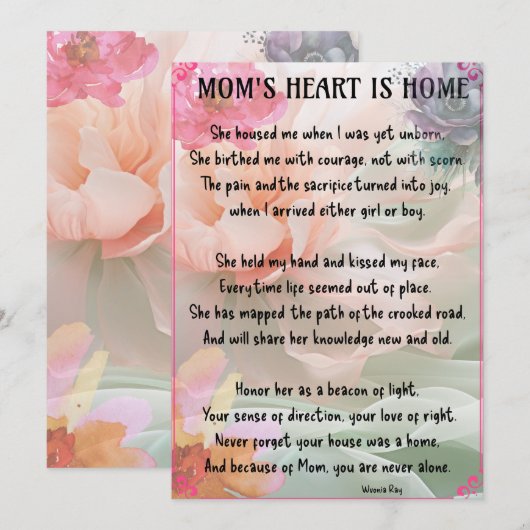 Speciale kaart Tribute voor Mom-Flat Holiday Kaart (Voorkant / Achterkant)