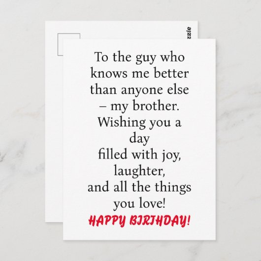 SPECIALE KAART VOOR SPECIALE BROEDDAG (Voorkant / Achterkant)