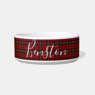 Speciale keramische hond en kat Bowl Red Tartan Voerbakje