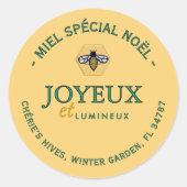 Speciale Kerst Honing Franse Honingbij in Hexagon Ronde Sticker (Voorkant)