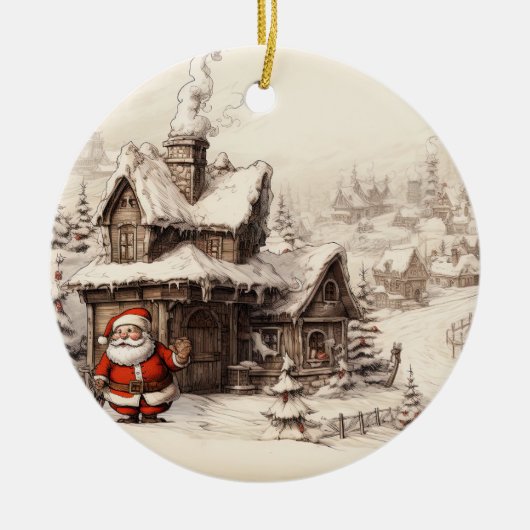 Speciale kerstbezorging van de kerstman keramisch ornament (Voorkant)