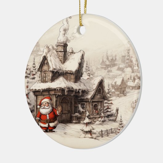 Speciale kerstbezorging van de kerstman keramisch ornament (Links)