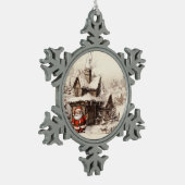 Speciale kerstbezorging van de kerstman tin sneeuwvlok ornament (Links)