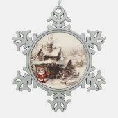 Speciale kerstbezorging van de kerstman tin sneeuwvlok ornament (Voorkant)