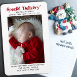 Speciale kerstfeestaankondiging voor levering magneet<br><div class="desc">Speciale uitgave bij baby kerstmagneet met eenvoudige foto en typografisch ontwerp. De speciale Levering wordt gekarteld in modern hedendaags schrijven en het fotomalplaatje is opstelling voor u om uw favoriete foto toe te voegen. Je kunt ook je persoonlijke vakantiegroet toevoegen en je kunt nog meer informatie geven over je nieuwe...</div>