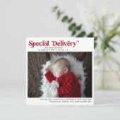 Speciale kerstfoto met eerste Baby Feestdagenkaart (Staand voorkant)