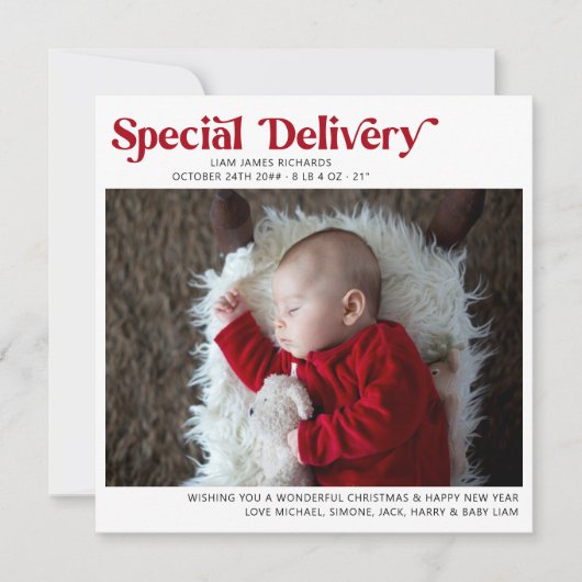 Speciale kerstfoto met eerste Baby Feestdagenkaart (Voorkant)