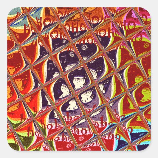 Speciale kerstkleuren Snow Santa HoHoho Art Vierkante Sticker (Voorkant)