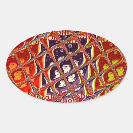 Speciale kerstkleuren Snow Santa HoHoho-Pop Ar Ovale Sticker (Voorkant)