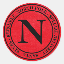 Speciale kerstlevering Noordpool - Rood en zwart Ronde Sticker