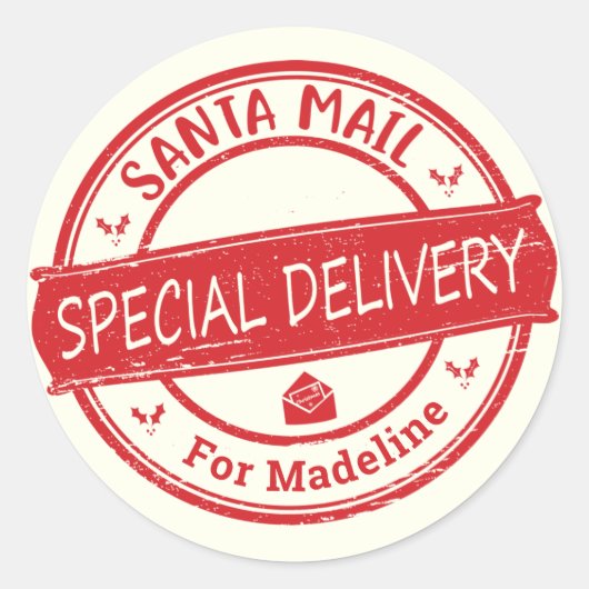 Speciale Kerstman-mail met naam Ronde Sticker (Voorkant)