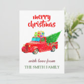  speciale kerstmis met Red Truck Bedankkaart (Staand voorkant)