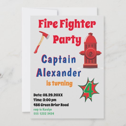 Speciale kinderen op zaterdag Amathday Firefighter Kaart (Achterkant)