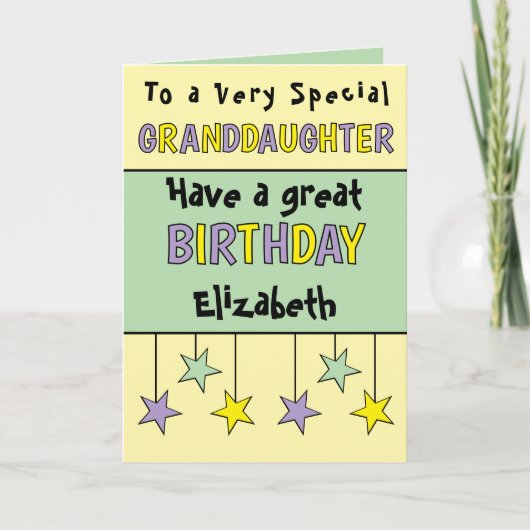 Speciale kleindochter naam paarse verjaardag kaart (Voorkant)