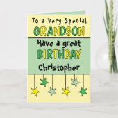 Speciale kleinzoon naam groene verjaardag kaart (Voorkant)