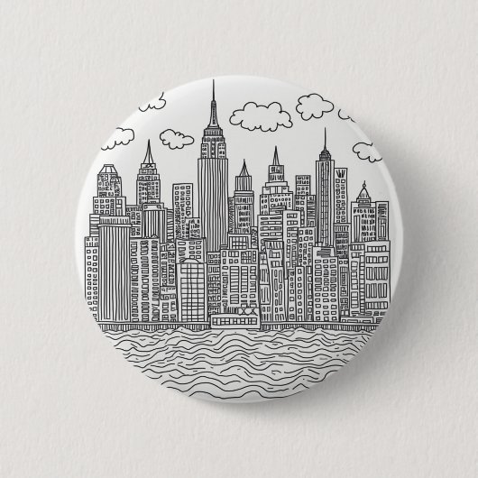 Speciale knop voor Manhattan Skyscrapers. Ronde Button 5,7 Cm (Voorkant)