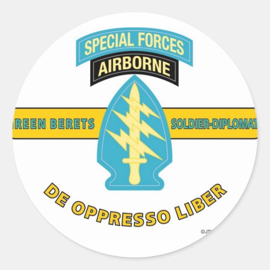 SPECIALE KRACHTEN AIRBORNE "DE OPPRESSO LIBER" RONDE STICKER (Voorkant)