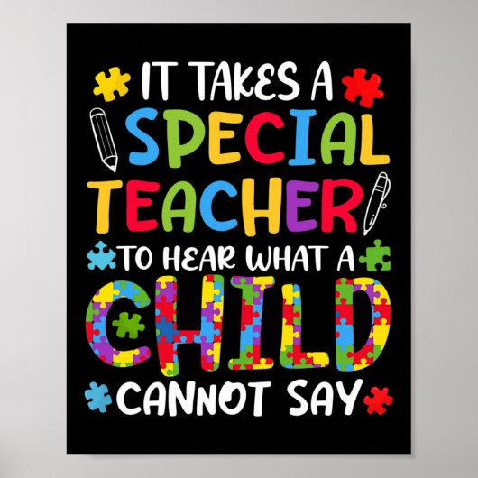 Speciale leraar om te horen kind autisme bewustzij poster (Voorkant)