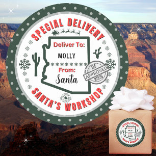 Speciale levering aan Santa Child in Arizona Green Ronde Sticker