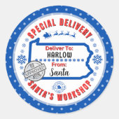 Speciale levering aan Santa Child in Pennsylvania Ronde Sticker (Voorkant)