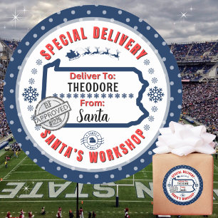 Speciale levering aan Santa Child in Pennsylvania Ronde Sticker