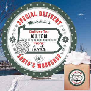 Speciale levering aan Santa Child in Pennsylvania Ronde Sticker