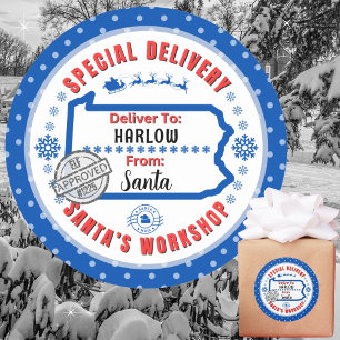 Speciale levering aan Santa Child in Pennsylvania Ronde Sticker