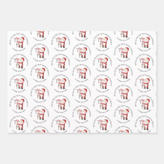 Speciale levering - Aangepaste Santa Stamps Inpakpapier Vel (Voorkant)