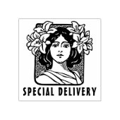 Speciale levering Art Nouveau dame met bloemen Rubberstempel (Afrduk)