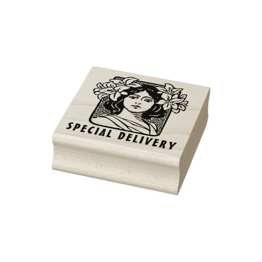 Speciale levering Art Nouveau dame met bloemen Rubberstempel (Stempel)