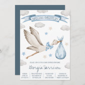 Speciale levering! Baby Boy Blue Stork Baby shower Kaart (Voorkant / Achterkant)