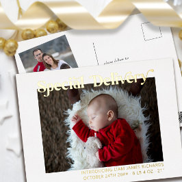 Speciale levering Baby Eerste kerstfoto Gold Folie Feestdagen Briefkaart