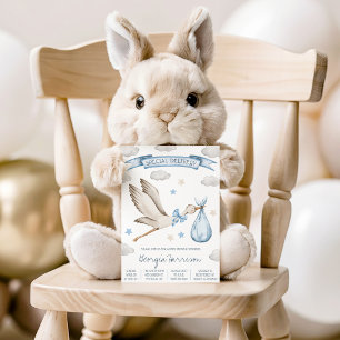 Speciale Levering! Baby Jongen Blauwe Ooievaar Ba Kaart