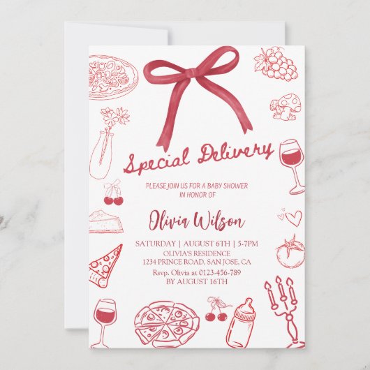 Speciale levering Baby shower - Pizza Theme Party Kaart (Voorkant)