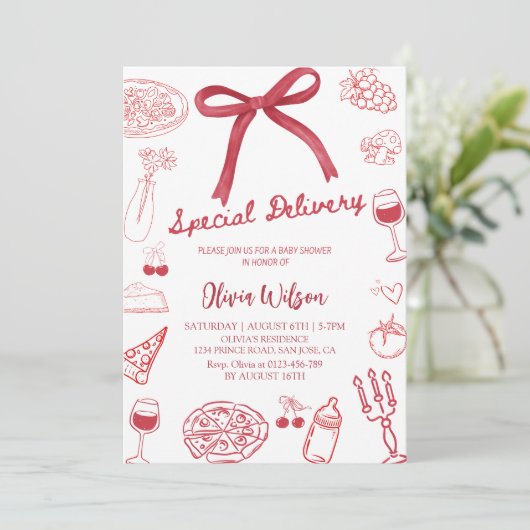 Speciale levering Baby shower - Pizza Theme Party Kaart (Staand voorkant)