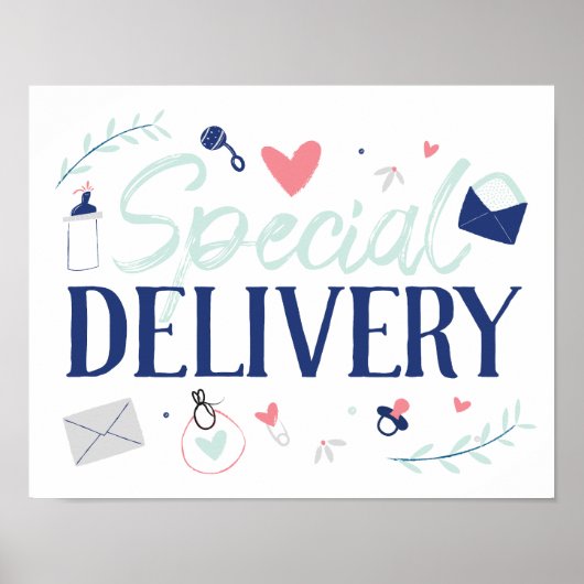 Speciale levering Baby shower Poster (Voorkant)