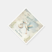 Speciale Levering Blauw  Ooievaar Baby shower Servet (Hoek)