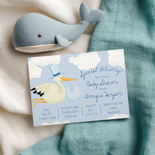 Speciale Levering! Blauwe Ooievaar Baby Shower Kaart