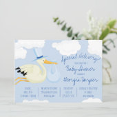 Speciale levering! Blue Stork-Baby shower Kaart (Staand voorkant)