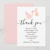 Speciale levering Dank u Baby shower roze Bedankkaart (Voorkant / Achterkant)