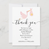 Speciale levering Dank u Baby shower roze Bedankkaart (Voorkant)