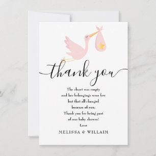 Speciale levering Dank u Baby shower roze Bedankkaart
