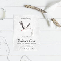 Speciale levering | Elegant Waterverf Stork Baby