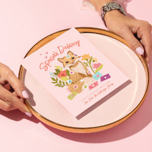 Speciale levering Fox & Floral Valentijnsdag Feestdagenkaart