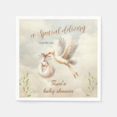 Speciale Levering Geslacht Neutraal Ooievaar Baby  Servet (Voorkant)