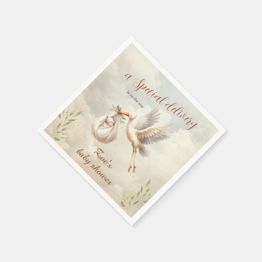 Speciale Levering Geslacht Neutraal Ooievaar Baby  Servet (Hoek)